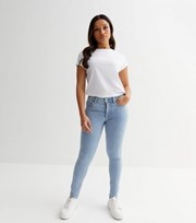 New Look Petite Pale Blue Mid Rise Amie Skinny Jeans